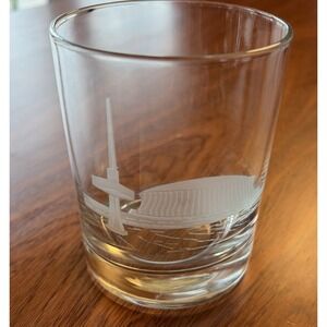 Vintage Etched Toronto Canada CN Tower, Rogers Centre Rocks Whiskey Glass